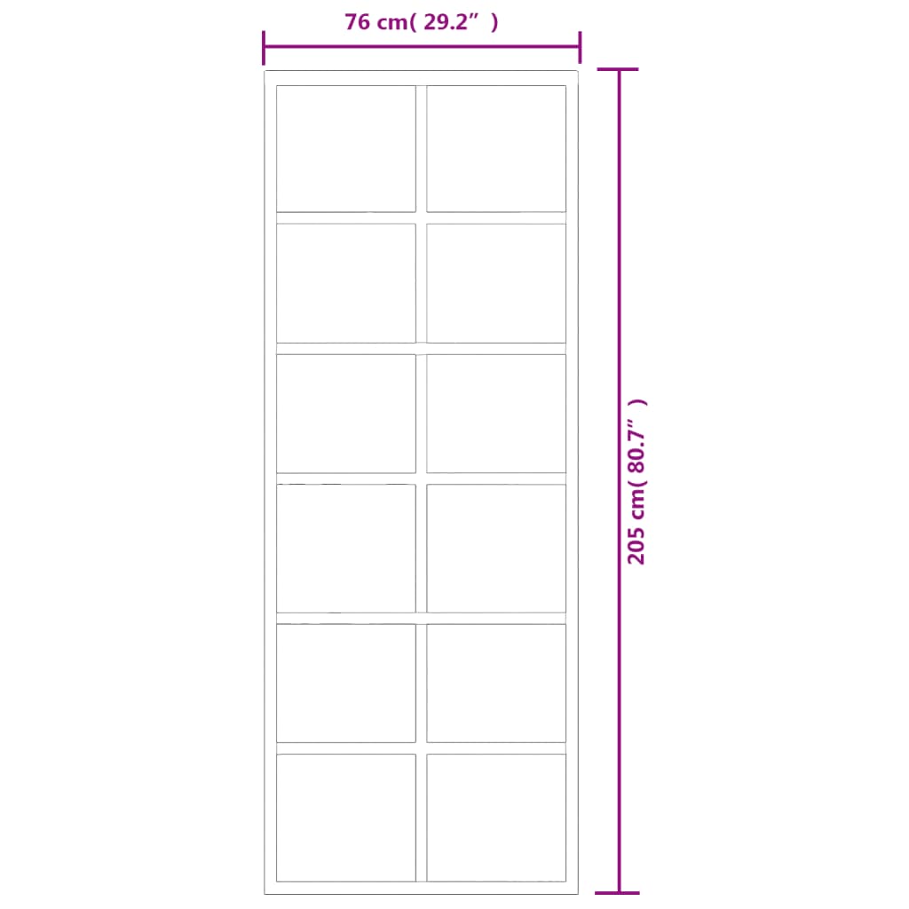 vidaXL Puerta corredera con herrajes ESG vidrio y aluminio 76x205 cm