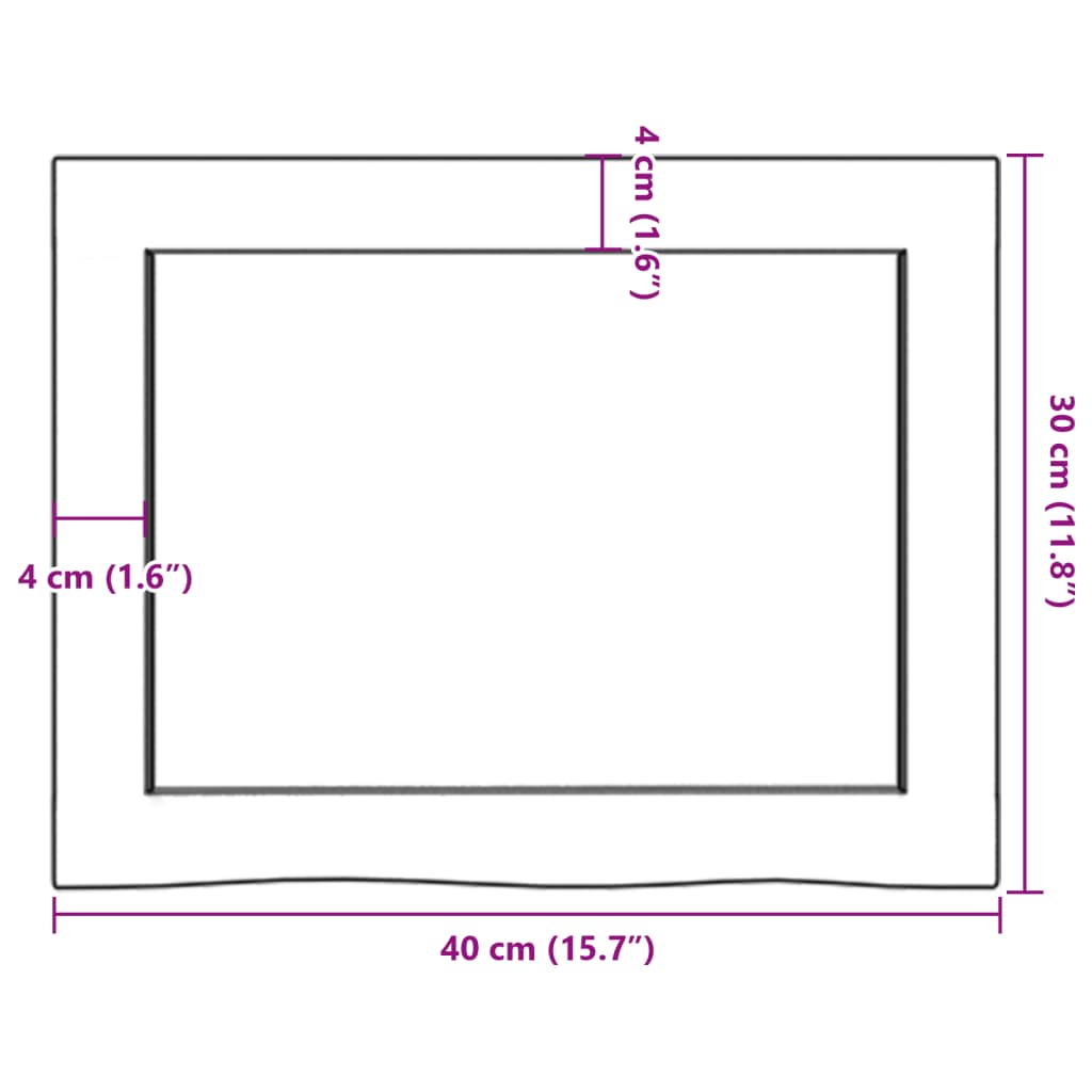 vidaXL Encimera de baño madera maciza sin tratar 40x30x(2-4) cm