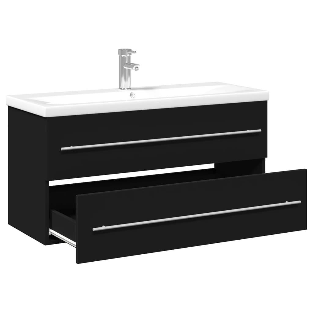 vidaXL Mueble de baño con lavabo integrado negro