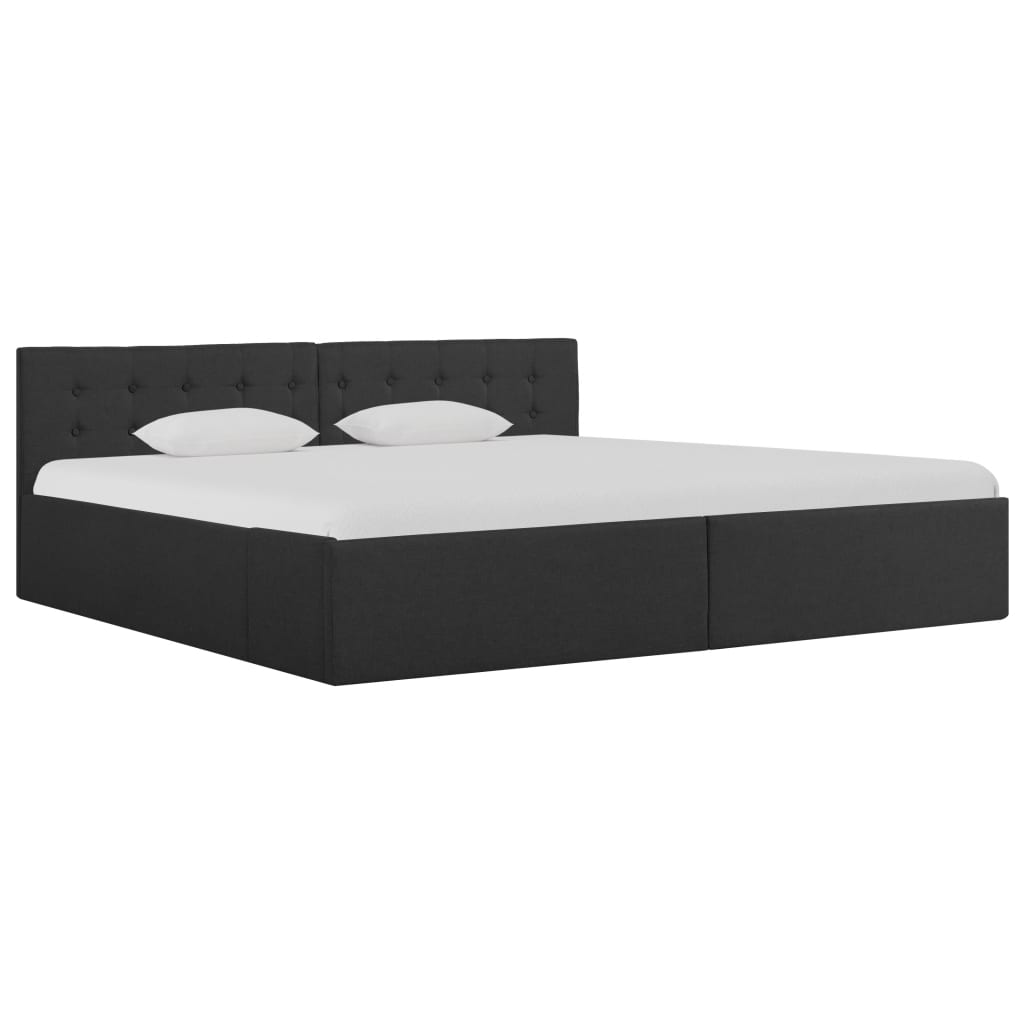 vidaXL Cama canapé hidráulica almacenaje tela gris oscuro 180x200 cm