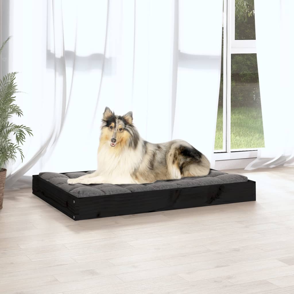 vidaXL Cama para perros madera maciza de pino negro 91,5x64x9 cm