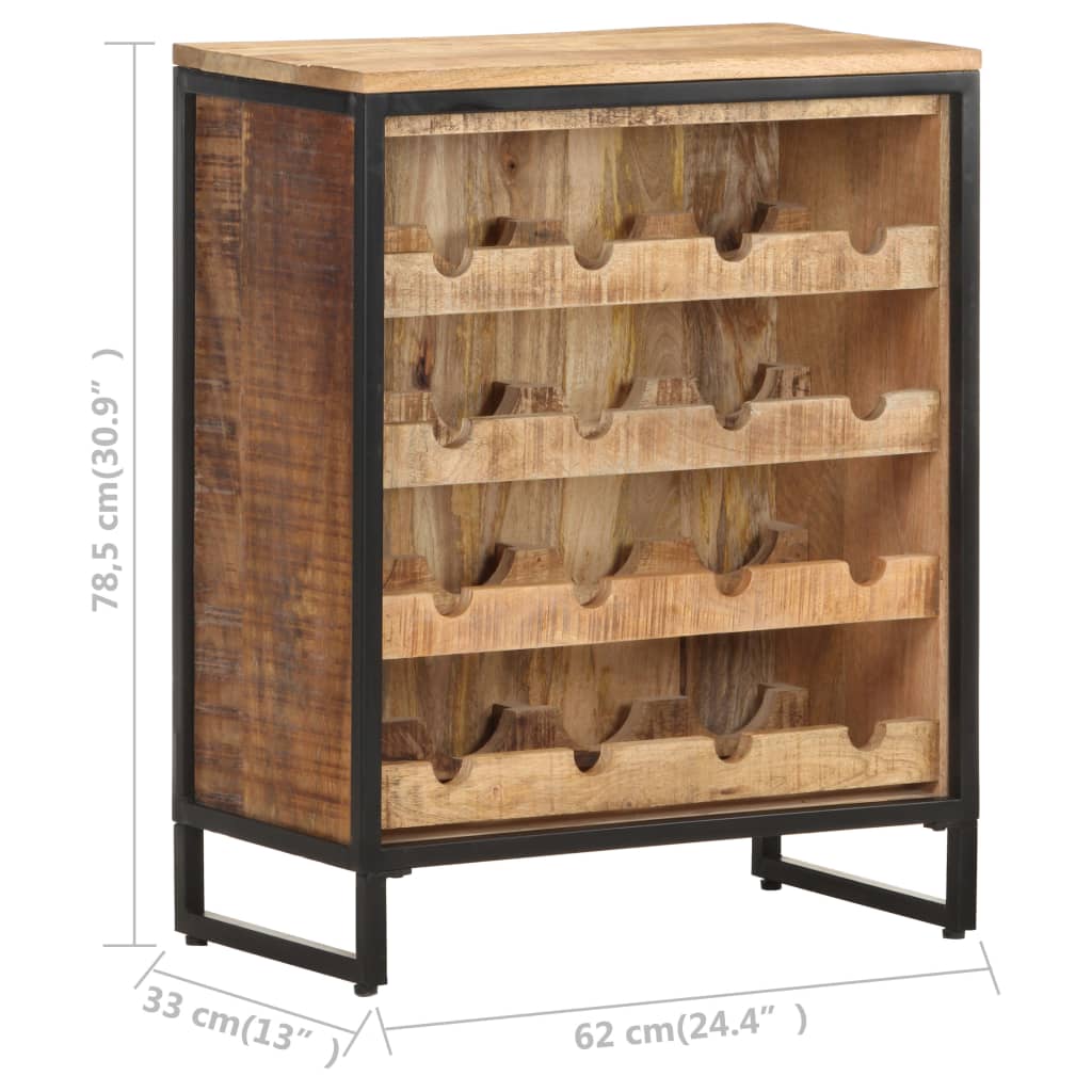 vidaXL Botellero de madera maciza de mango rugosa 62x33x78,5 cm