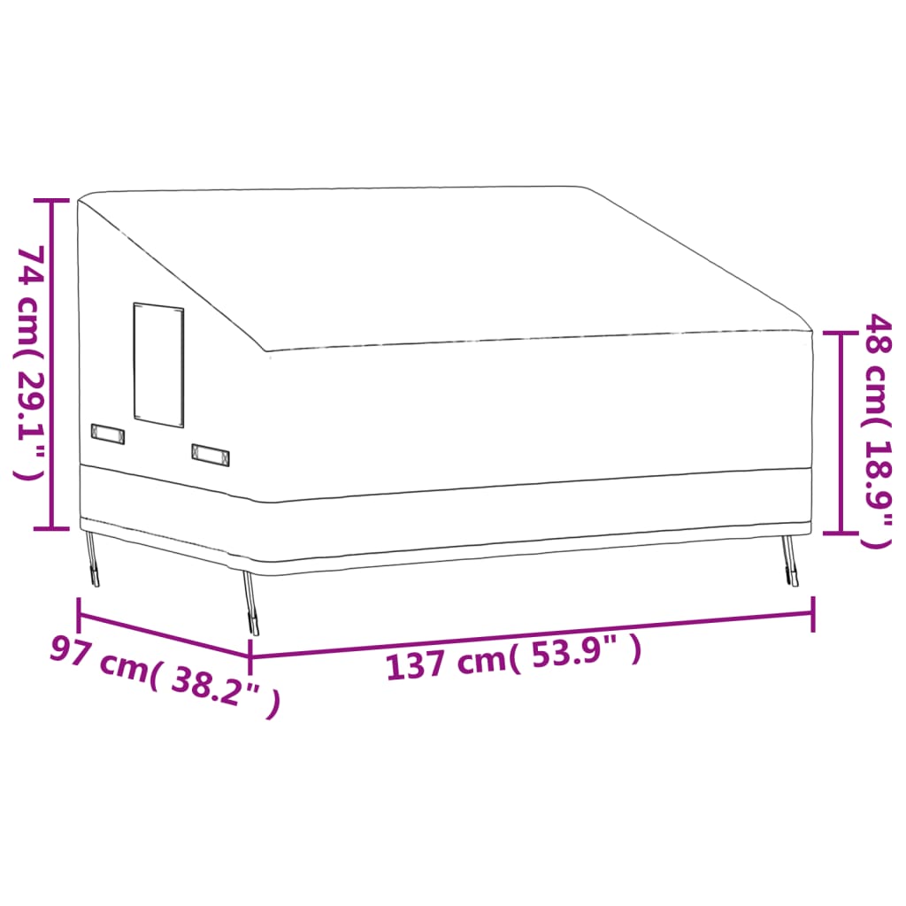 vidaXL Cubierta de banco de 2 plazas Oxford 600D beige 137x97x48/74 cm