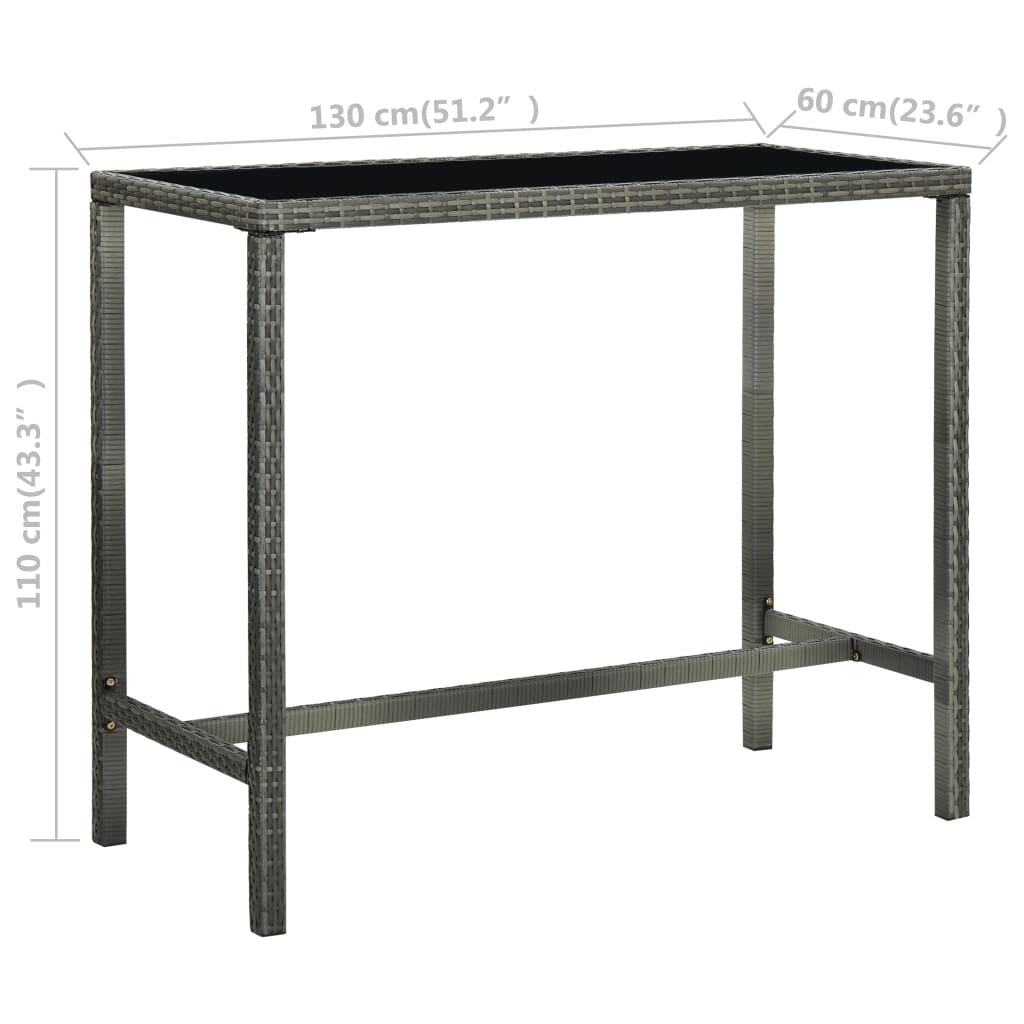 vidaXL Set muebles bar jardín 9 piezas y cojines ratán sintético gris