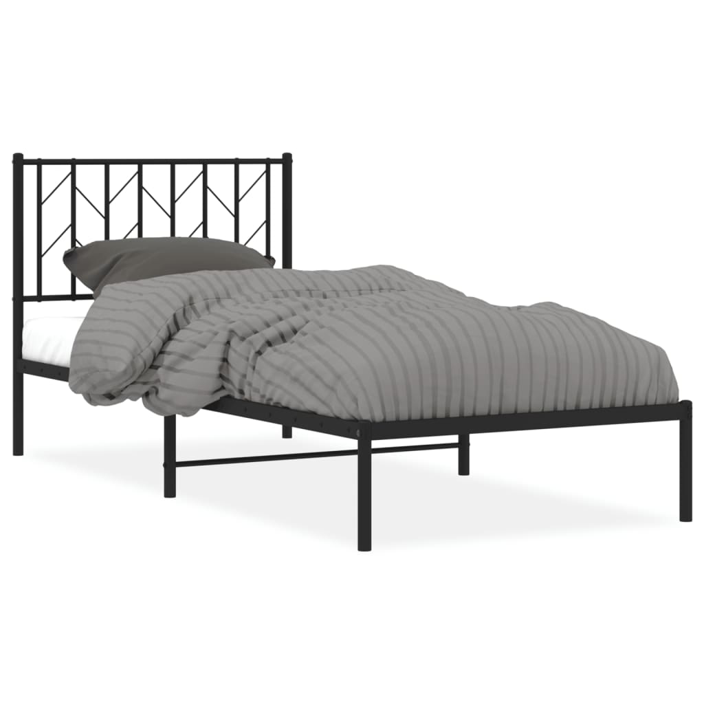 vidaXL Estructura de cama con cabecero metal negro 90x200 cm