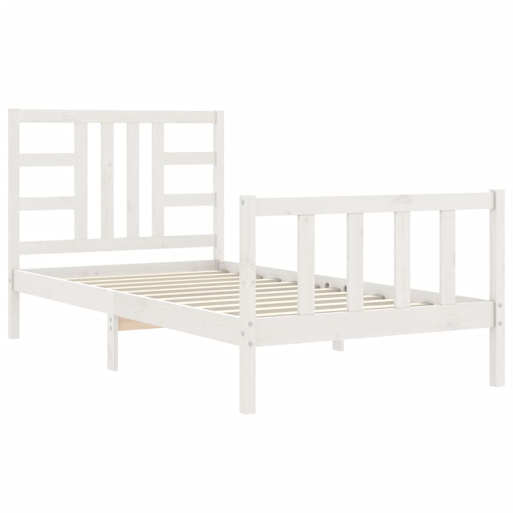 vidaXL Estructura de cama con cabecero madera maciza blanco 90x200 cm