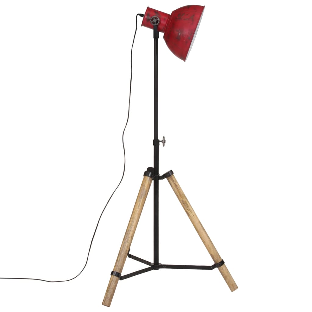 vidaXL Lámpara de pie rojo desgastado 25 W E27 75x75x90-150 cm