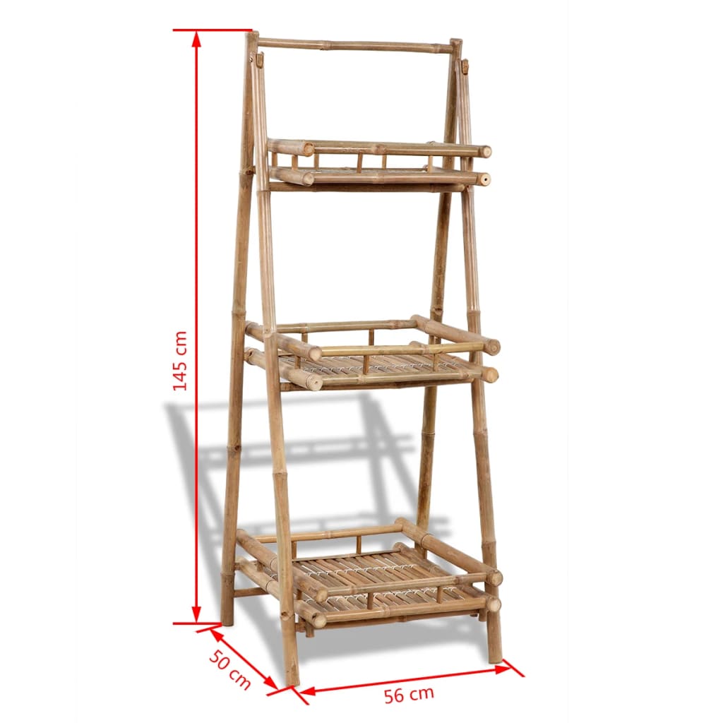 vidaXL Estante plegable de 3 niveles para plantas bambú