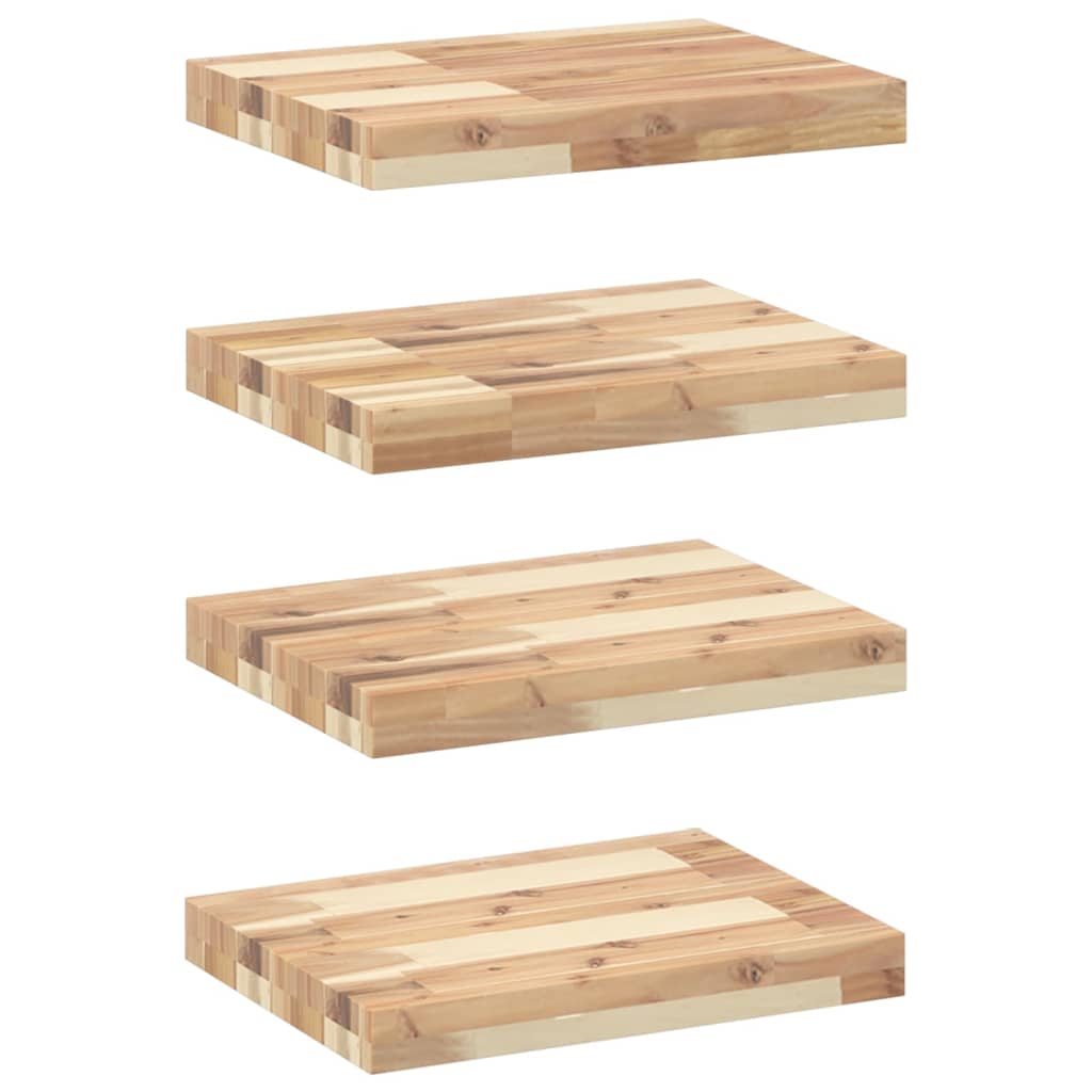 vidaXL Estantes flotantes 4 uds madera acacia sin tratar 60x30x4 cm