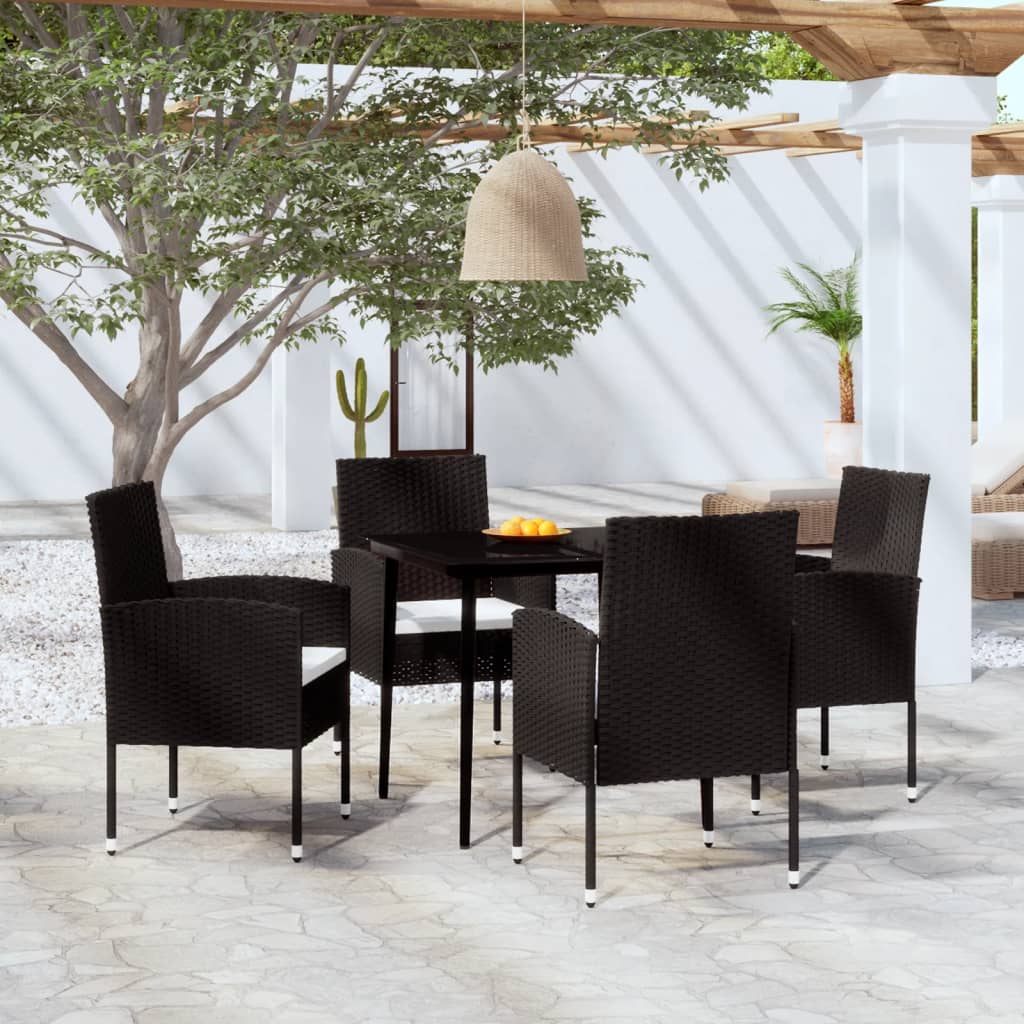 vidaXL Juego de comedor para jardín 5 piezas negro