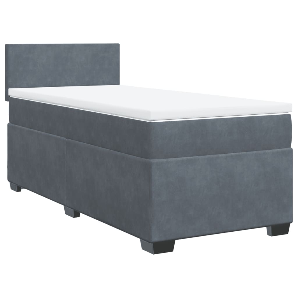 vidaXL Cama box spring con colchón terciopelo gris oscuro 80x200 cm