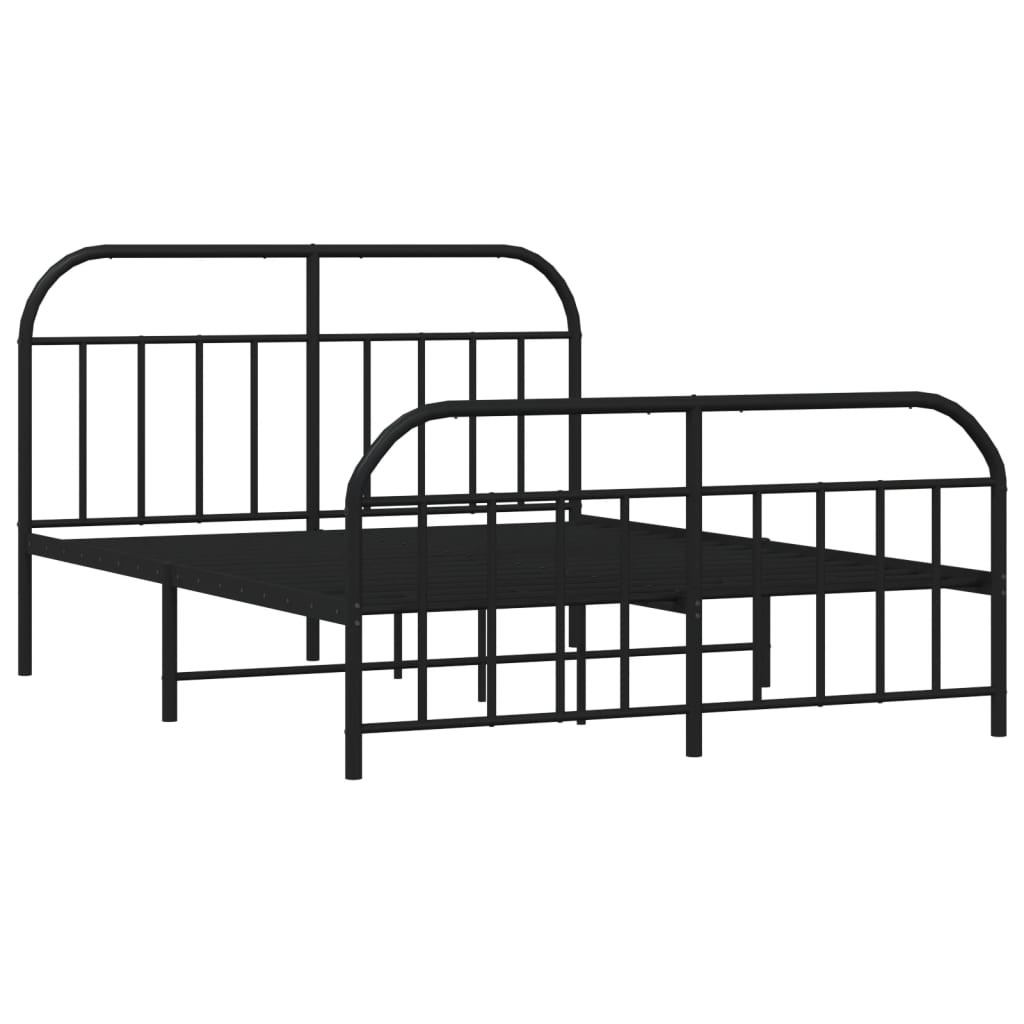 vidaXL Estructura de cama cabecero y estribo metal negro 160x200 cm
