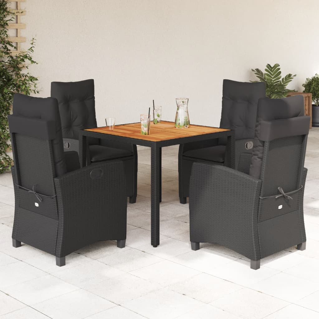 vidaXL Set de muebles jardín 5 pzas con cojines ratán sintético negro