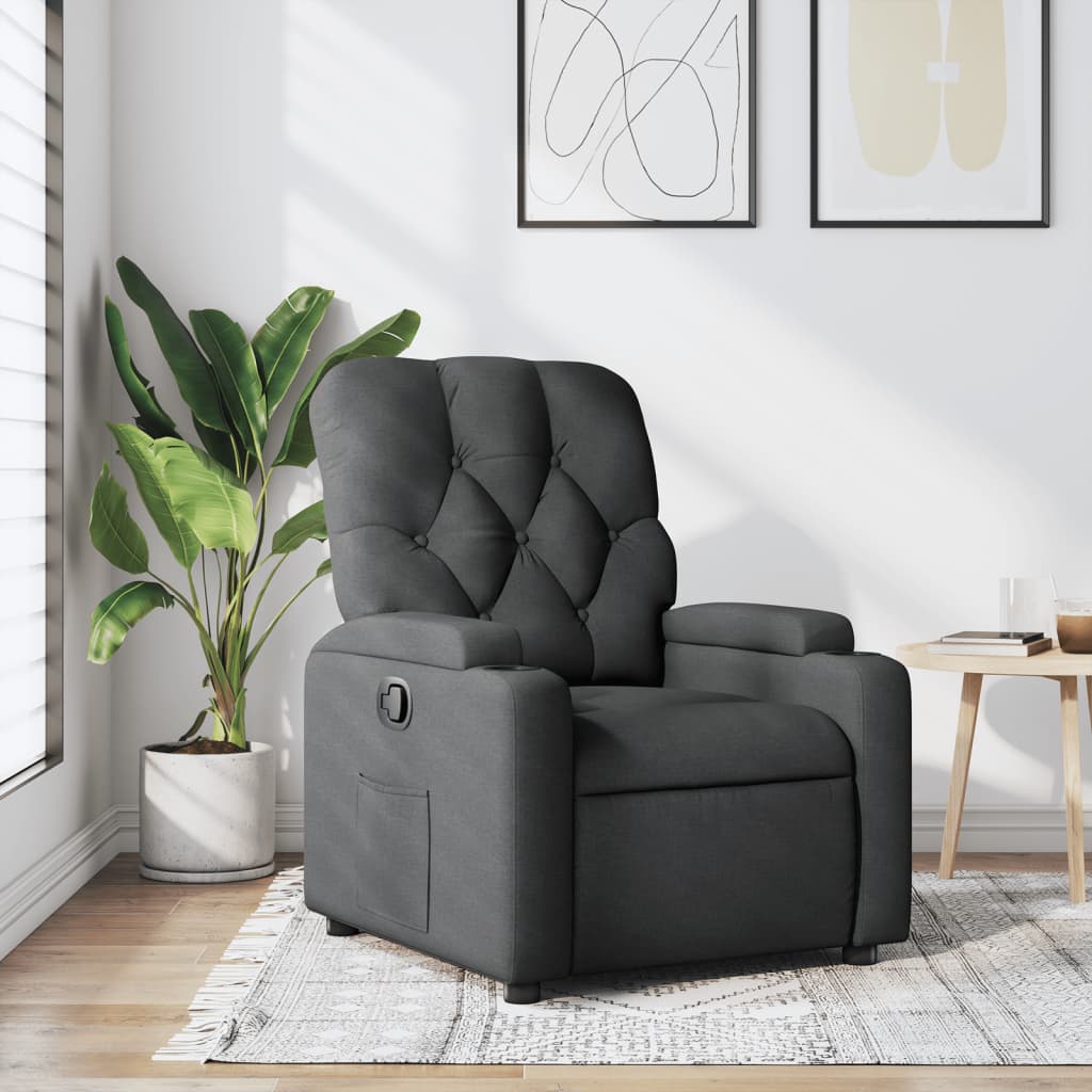 vidaXL Sillón reclinable de tela gris oscuro