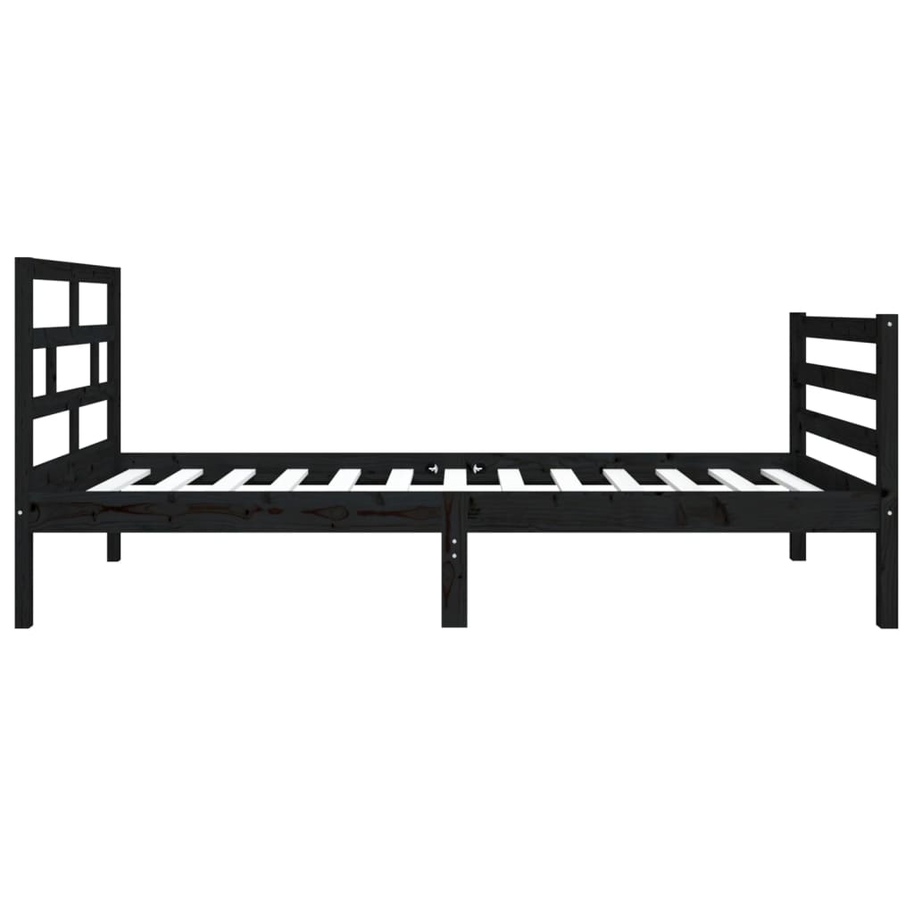 vidaXL Estructura cama madera maciza individual negro 75x190 cm