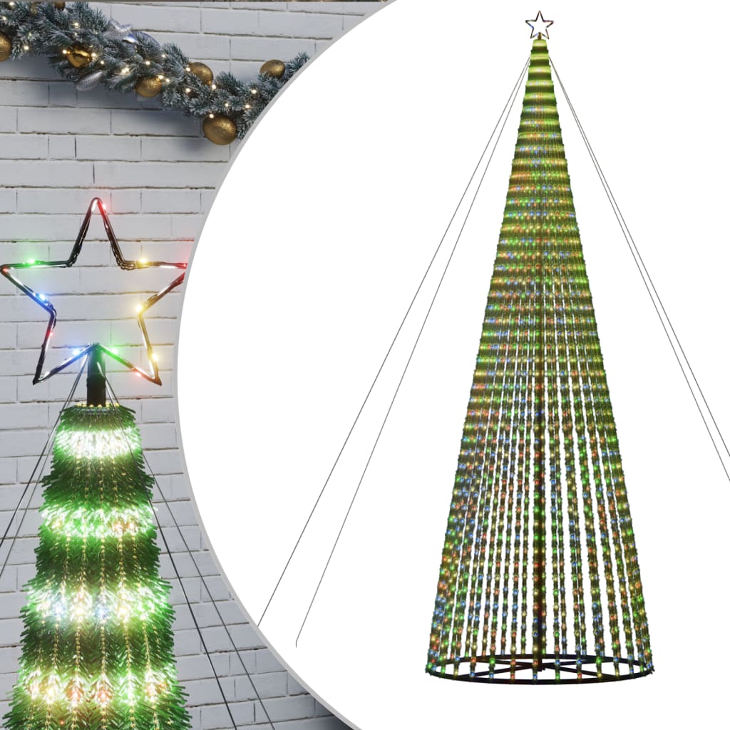 vidaXL Árbol de Navidad cono de luz 1544 LEDs de colores 500 cm