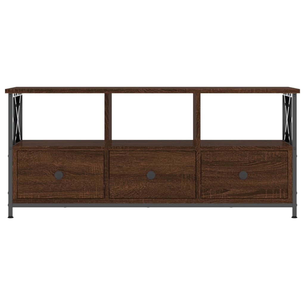 vidaXL Mueble TV hierro madera contrachapada roble marrón 102x33x45 cm