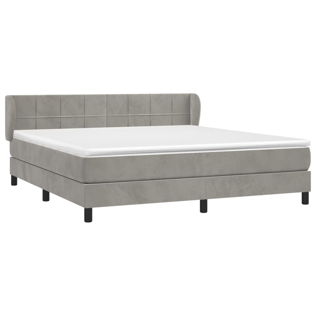 vidaXL Cama box spring con colchón terciopelo gris claro 180x200 cm