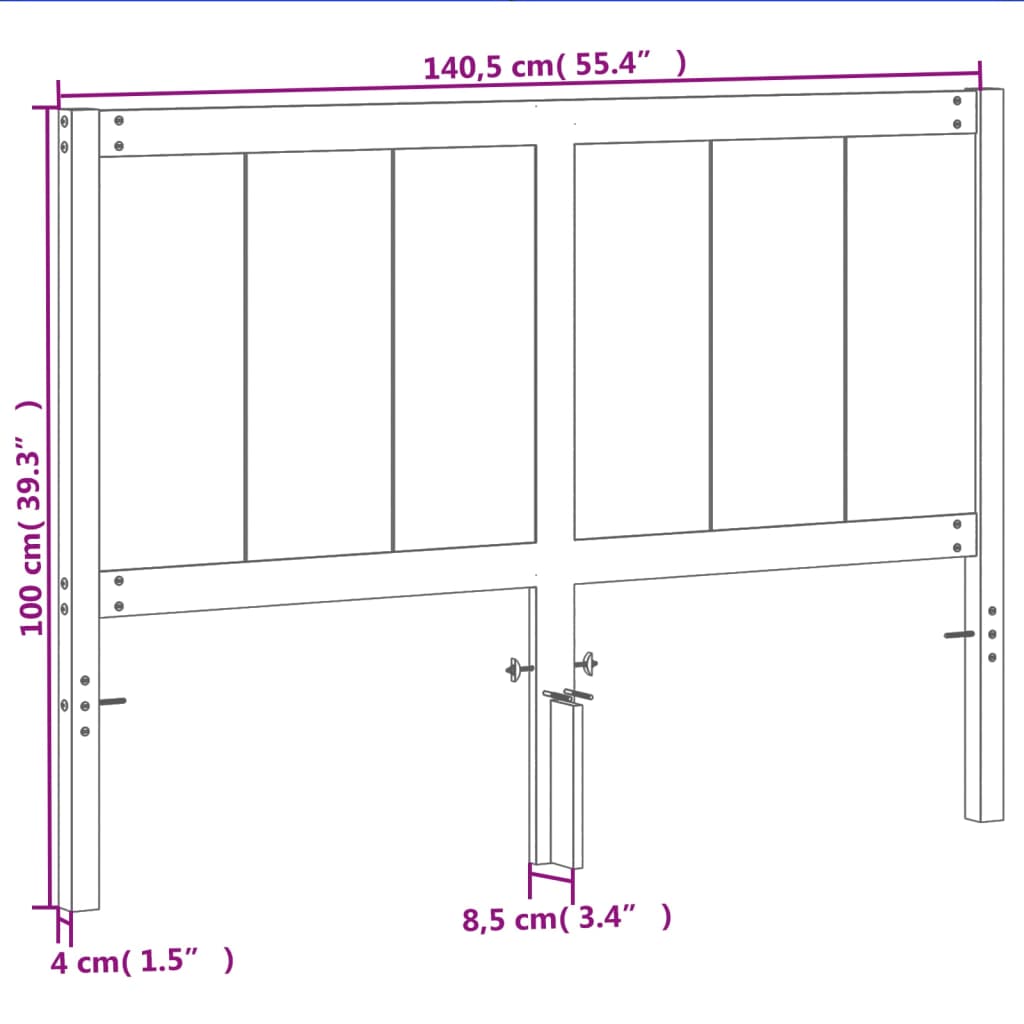 vidaXL Cabecero de cama madera maciza de pino marrón cera 135 cm