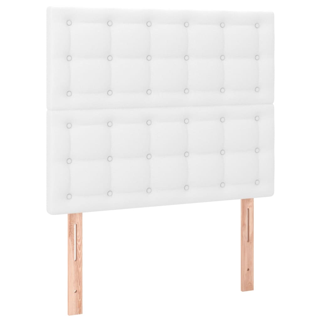 vidaXL Cama box spring y colchón LED cuero sintético blanco 90x200 cm