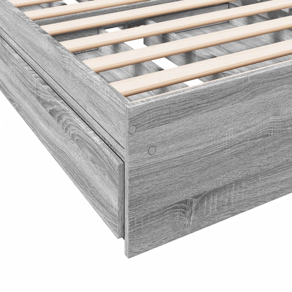 vidaXL Cama con cajones madera ingeniería gris Sonoma 100x200 cm