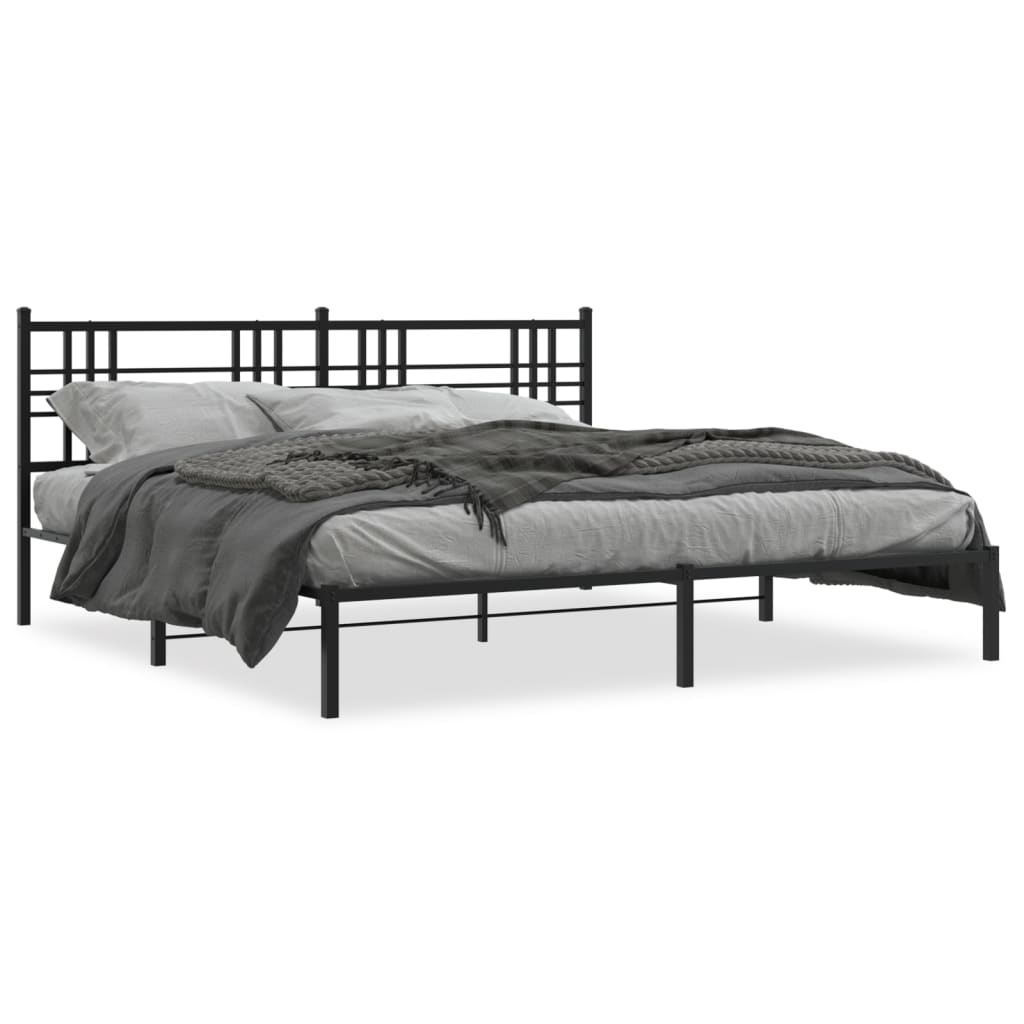 vidaXL Estructura cama sin colchón con cabecero metal negro 193x203 cm