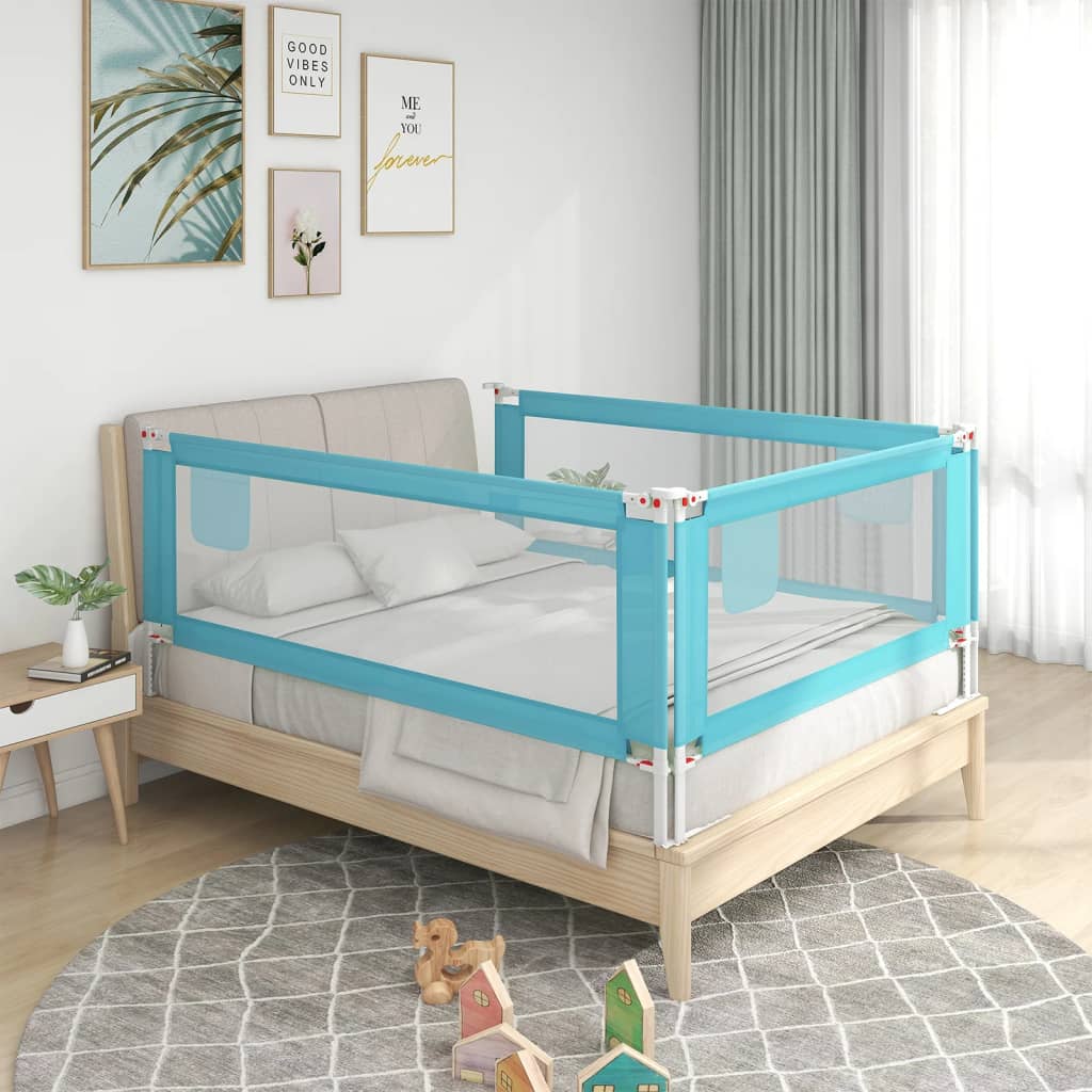 vidaXL Barandilla de seguridad cama de niño azul tela 160x25 cm