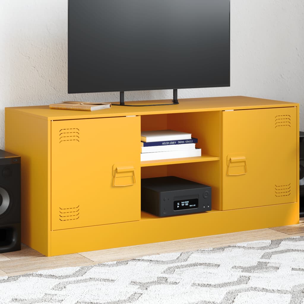 vidaXL Mueble para TV de acero amarillo mostaza 99x39x44 cm