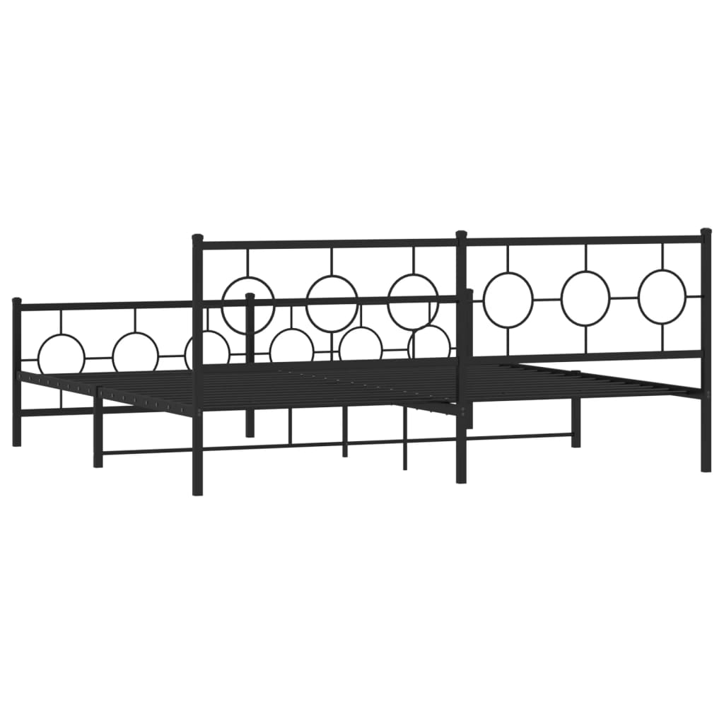 vidaXL Estructura cama sin colchón con estribo metal negro 200x200 cm