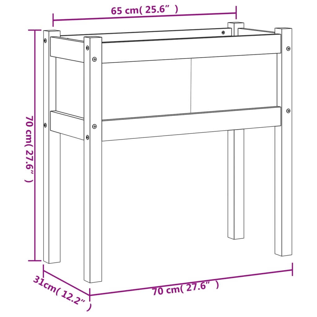 vidaXL Jardinera con patas madera maciza de pino 70x31x70 cm