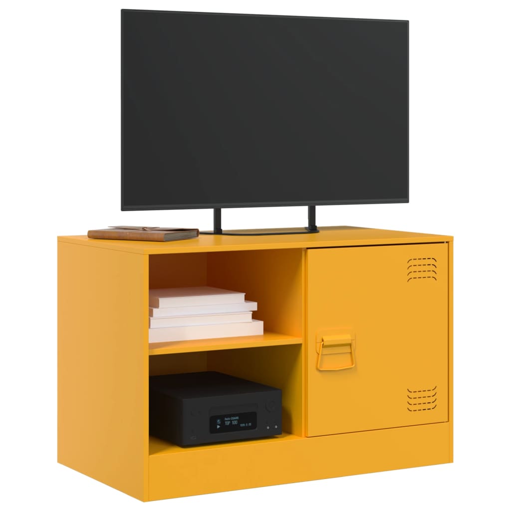 vidaXL Mueble para TV de acero amarillo mostaza 67x39x44 cm