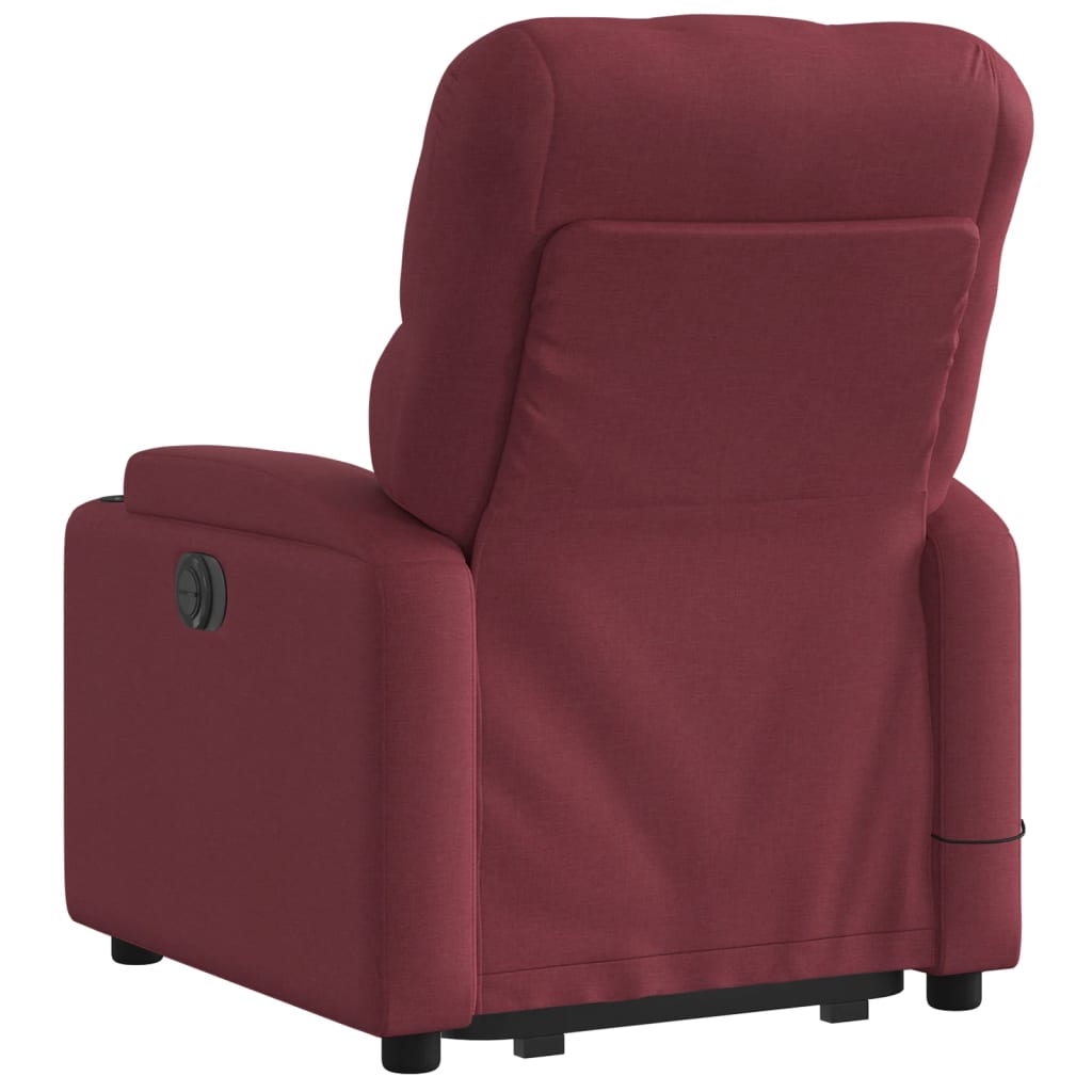 vidaXL Sillón de masaje elevable eléctrico tela rojo tinto