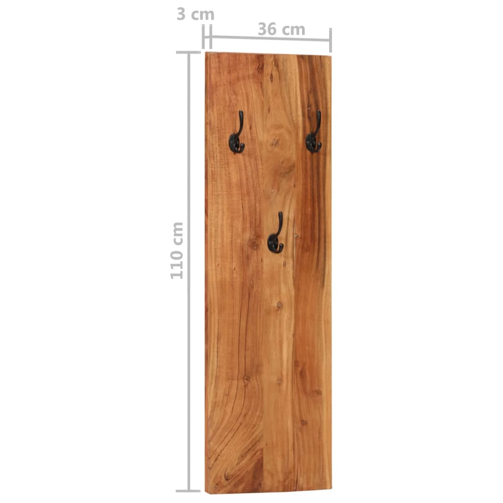 vidaXL Percheros de pared 2 uds madera maciza de acacia 36x3x110 cm