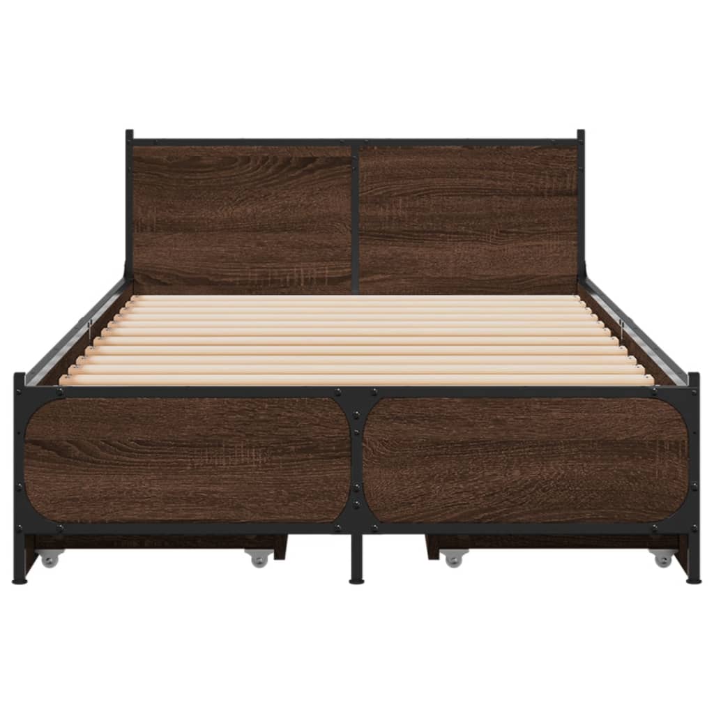 vidaXL Cama con cajones madera de ingeniería marrón roble 90x190 cm