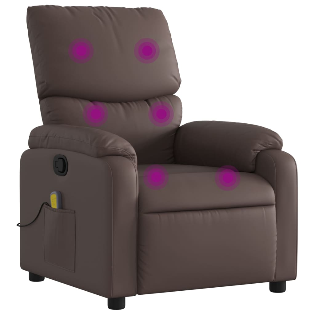 vidaXL Sillón de masaje reclinable cuero sintético marrón