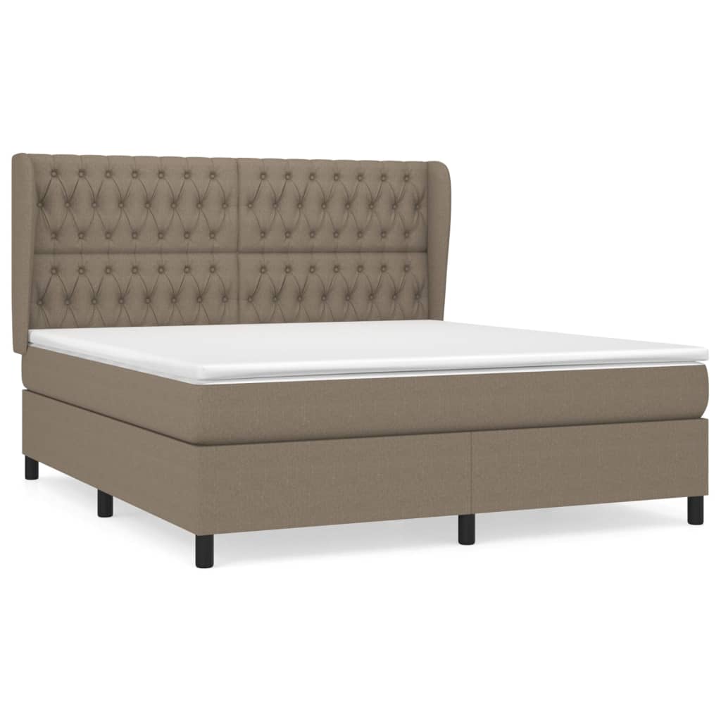 vidaXL Cama box spring con colchón tela gris taupe 180x200 cm