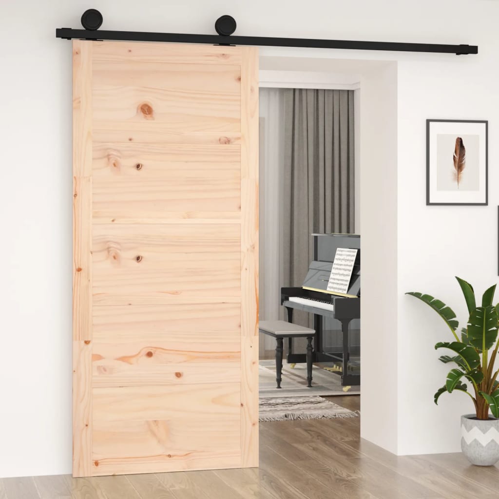 vidaXL Puerta de granero madera maciza pino 90x1,8x204,5 cm