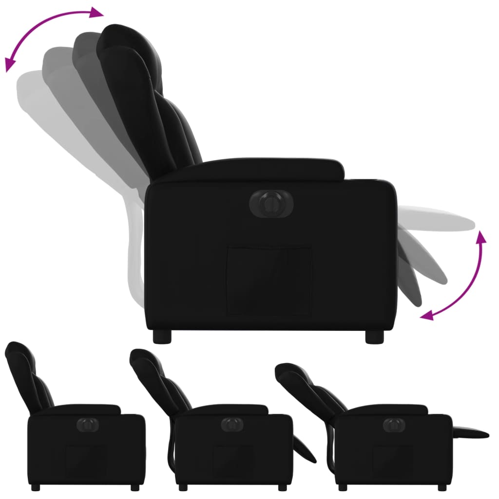 vidaXL Sillón reclinable eléctrico de cuero sintético negro