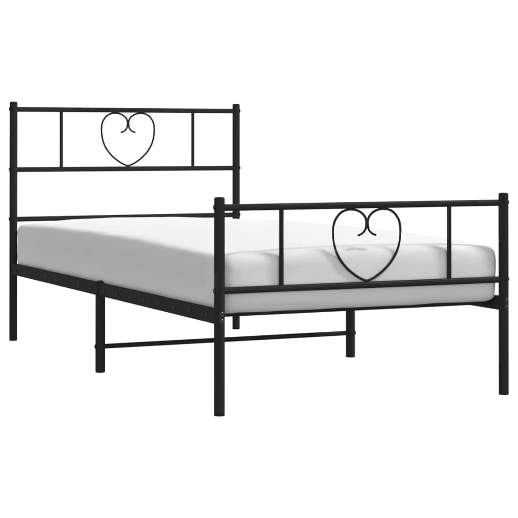 vidaXL Estructura cama sin colchón con estribo metal negro 90x190 cm