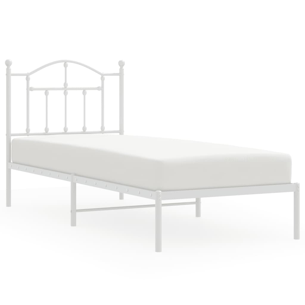 vidaXL Estructura de cama de metal con cabecero blanco 90x190 cm