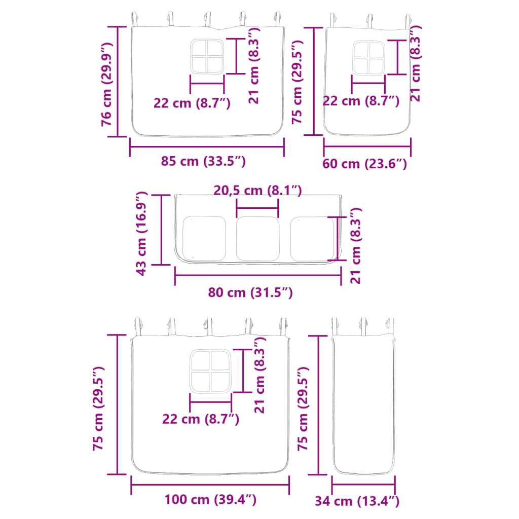 vidaXL Cama alta para niños con cortinas madera pino rosa 90x200 cm