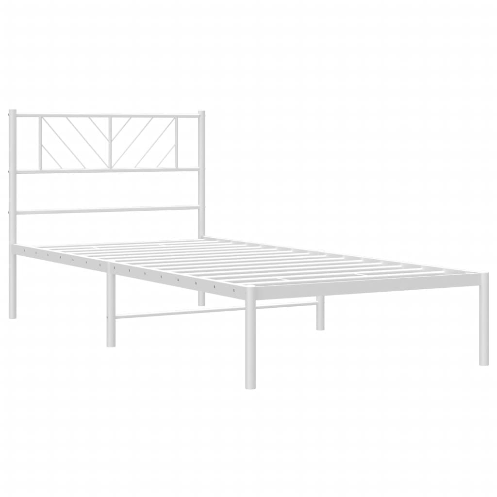 vidaXL Estructura cama sin colchón con cabecero metal blanco 107x203cm