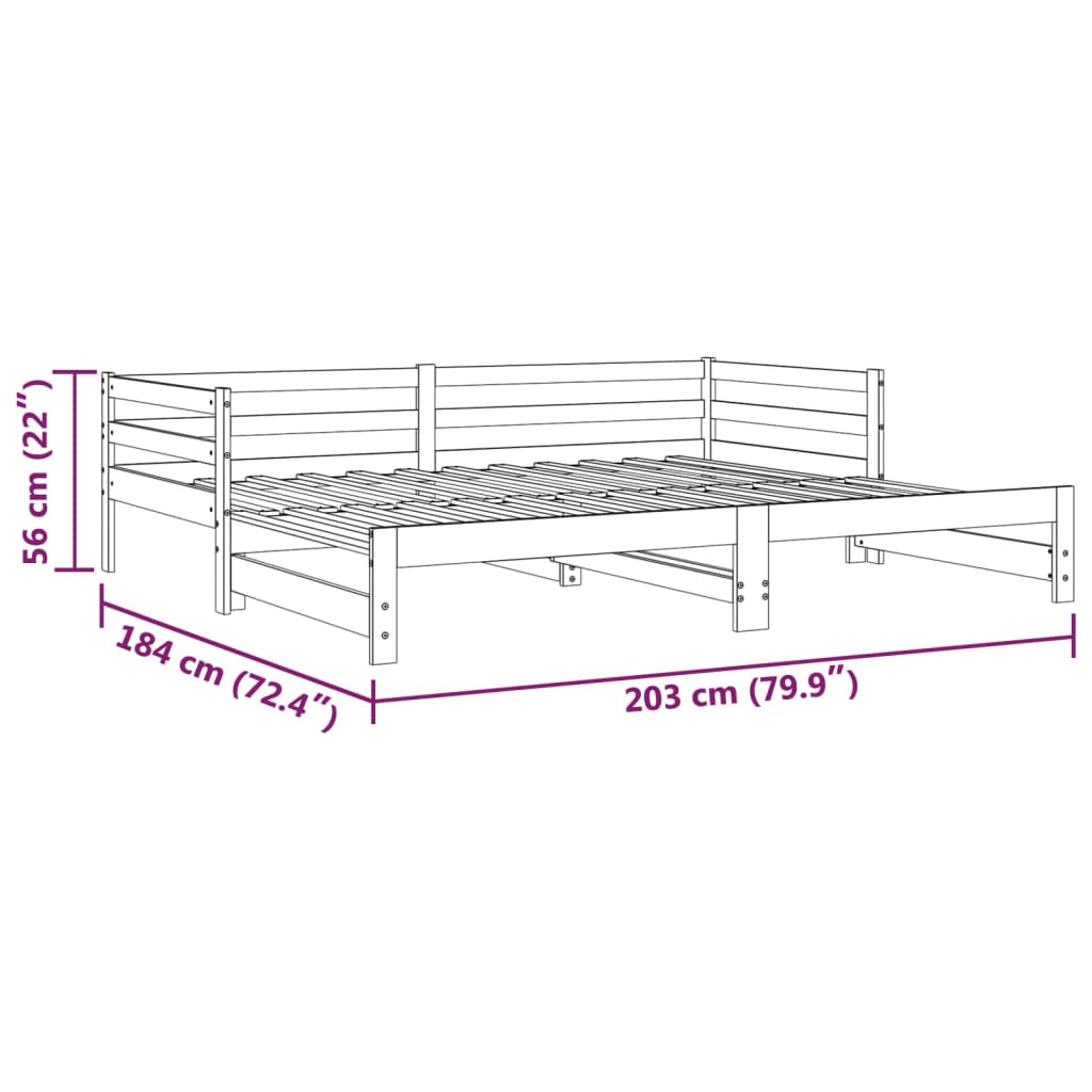 vidaXL Sofá cama extraíble madera maciza pino marrón miel 2x(90x200)cm