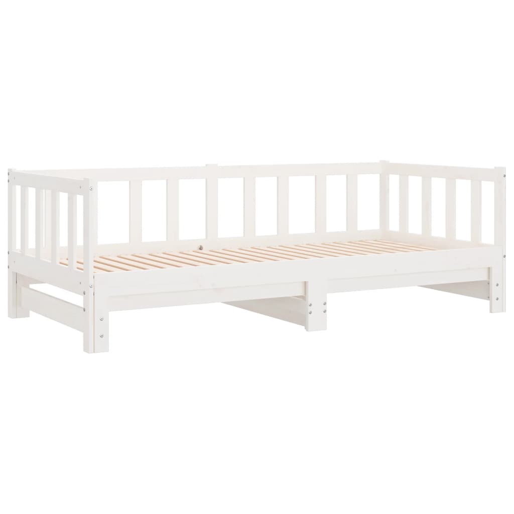 vidaXL Sofá cama extraíble madera maciza de pino blanco 2x(90x200) cm