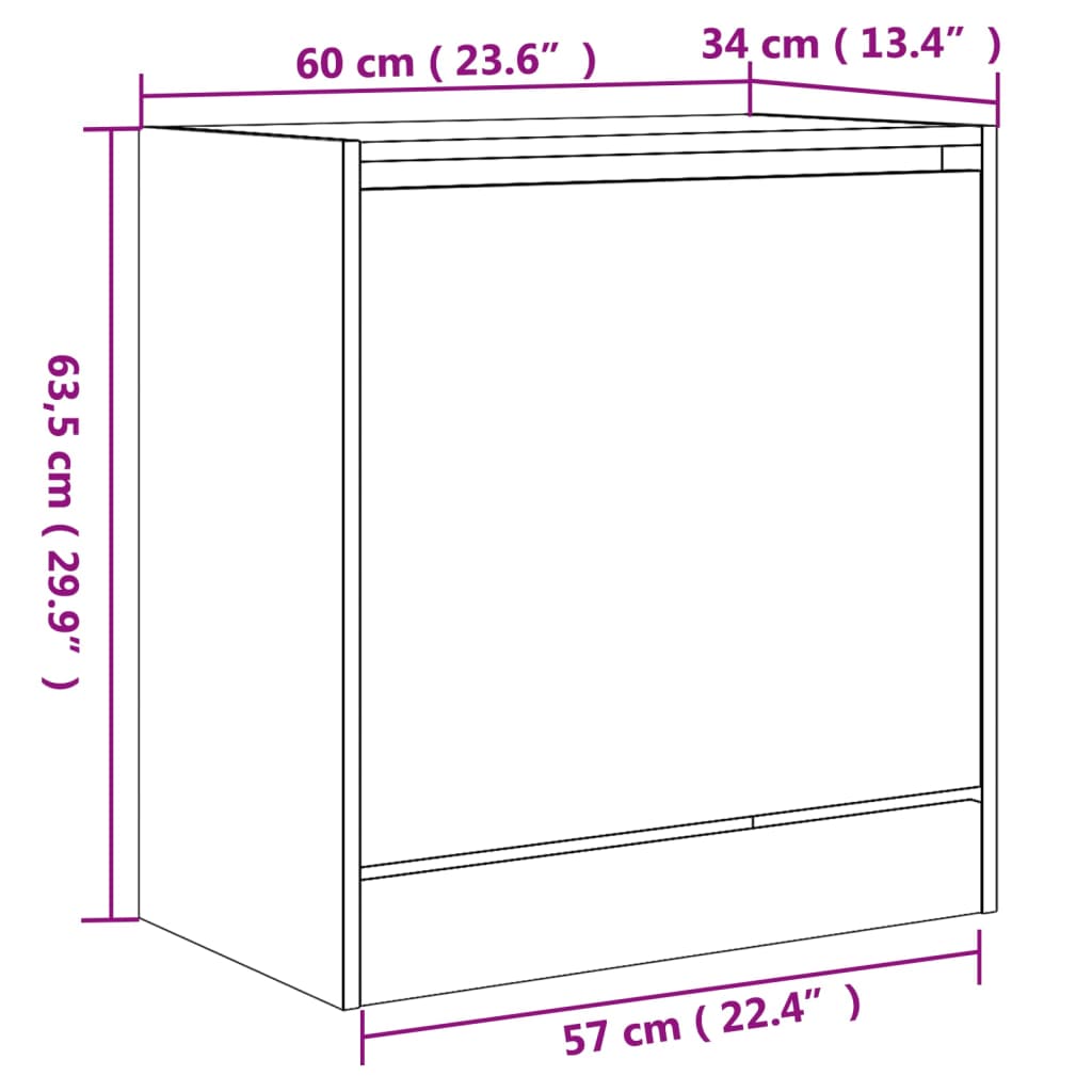 vidaXL Zapatero de madera de ingeniería roble Sonoma 60x34x63,5 cm