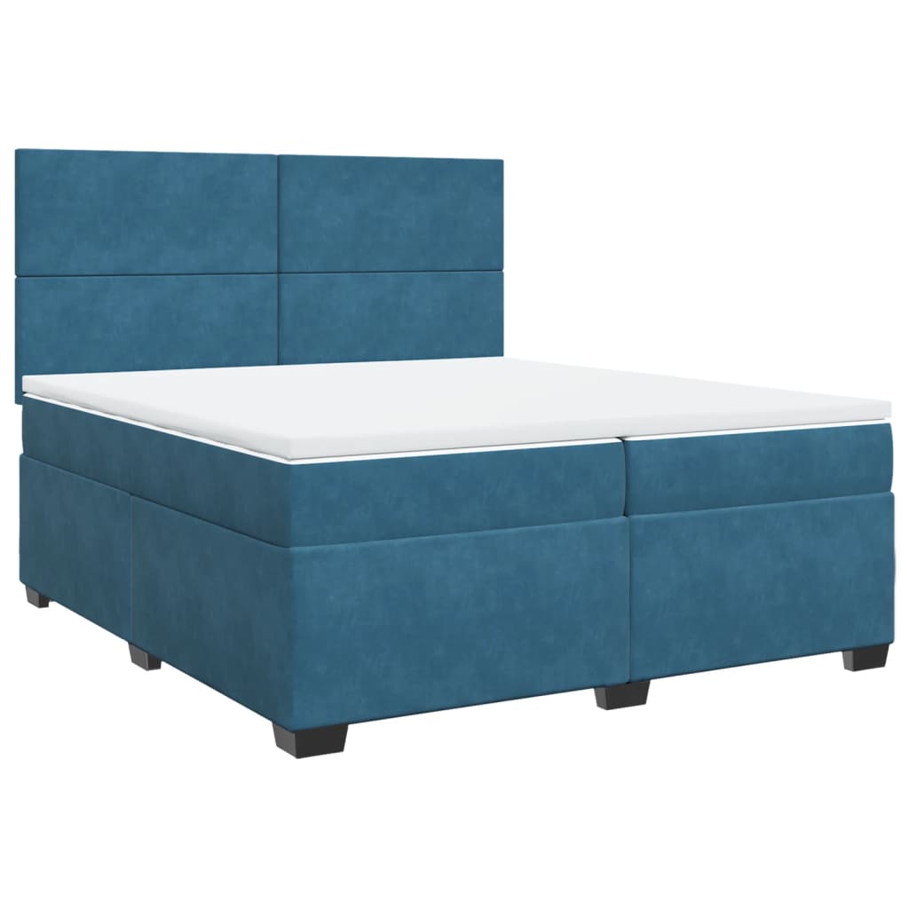 vidaXL Cama box spring con colchón terciopelo azul 200x200 cm