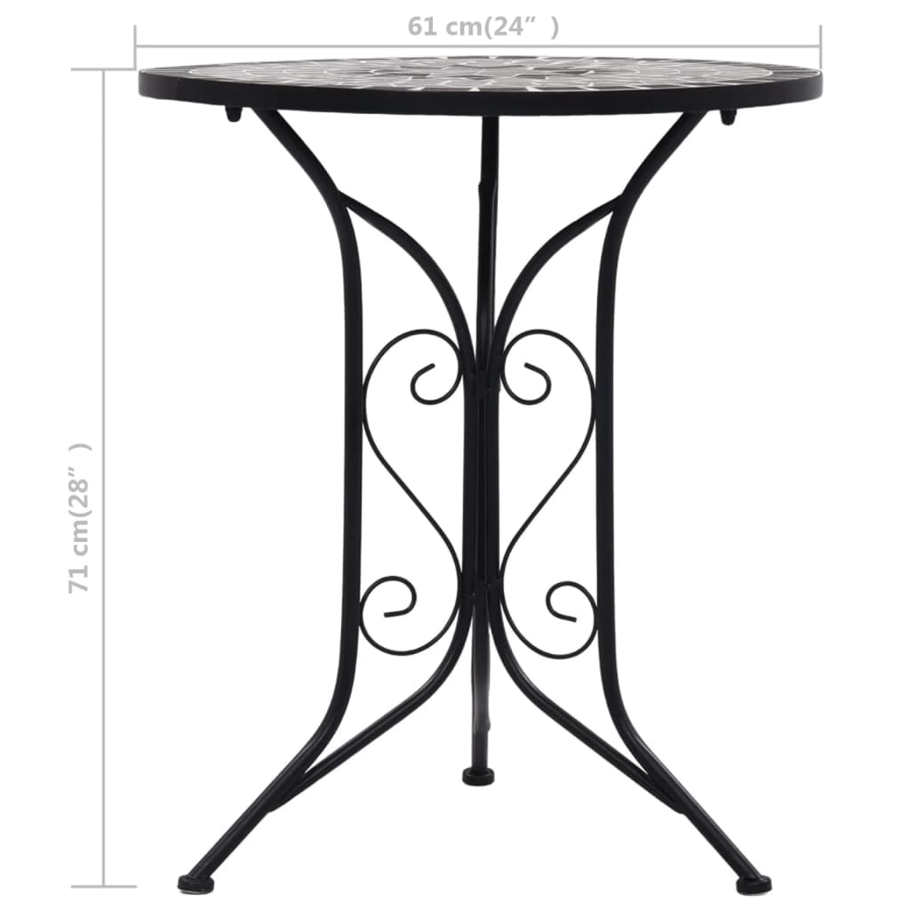 vidaXL Mesa bistro de mosaico cerámica gris 61 cm