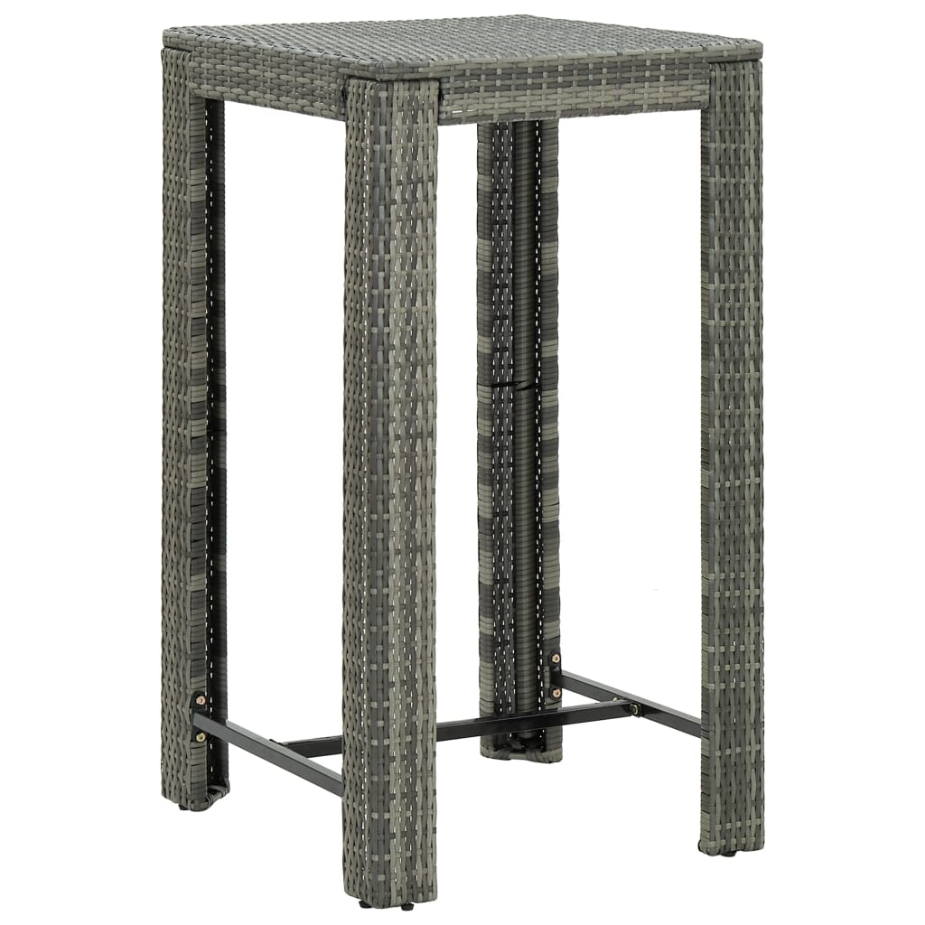 vidaXL Set muebles bar jardín 5 piezas y cojines ratán sintético gris