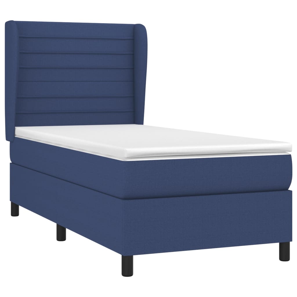 vidaXL Cama box spring con colchón tela azul 80x200 cm