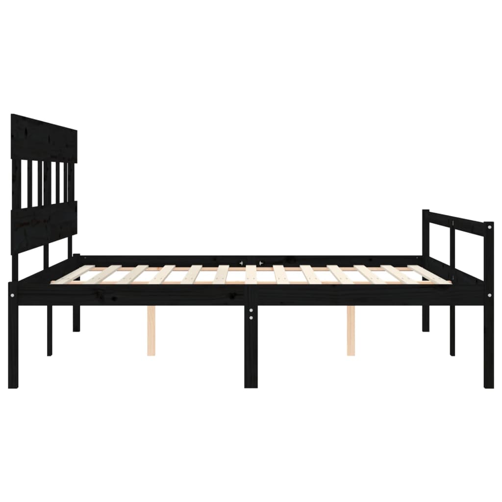 vidaXL Cama personas mayores cabecero madera maciza negro 200x200 cm